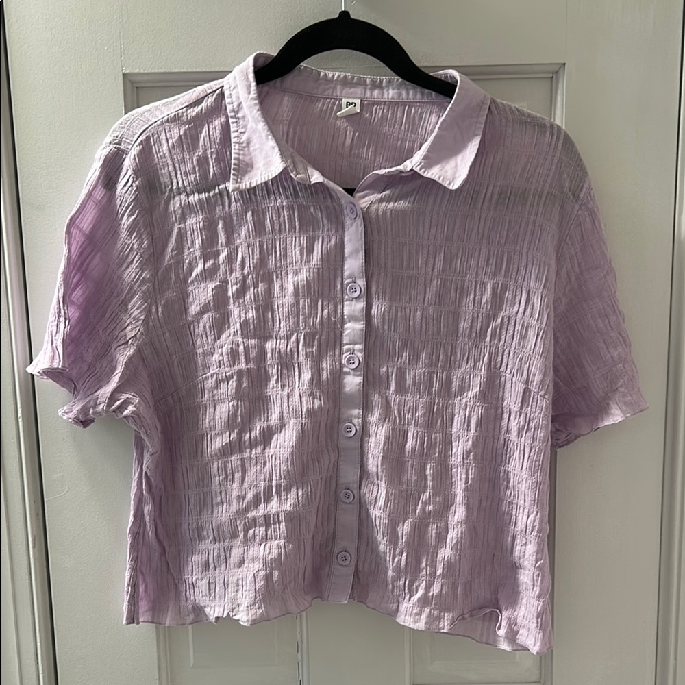 Lavender Button-Up Kids Top
